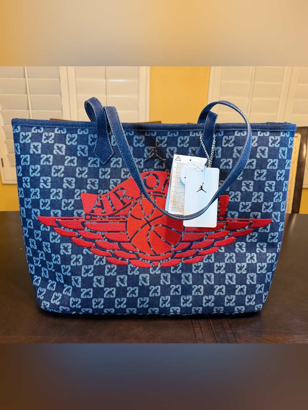 New Nike Air Jordan Logo Denim Tote Bag Large